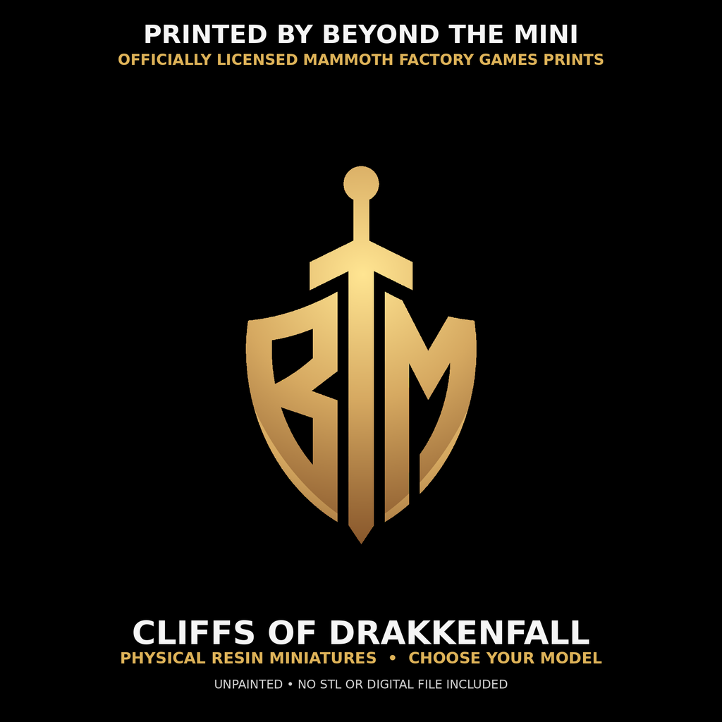 Cliffs of Drakkenfall physical resin miniatures printed by Beyond the Mini under Mammoth Factory Games commercial license