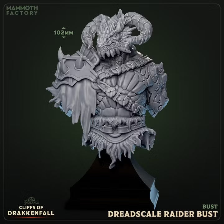 Dreadscale Warrior Bust — Cliffs of Drakkenfall — Mammoth Factory Games
