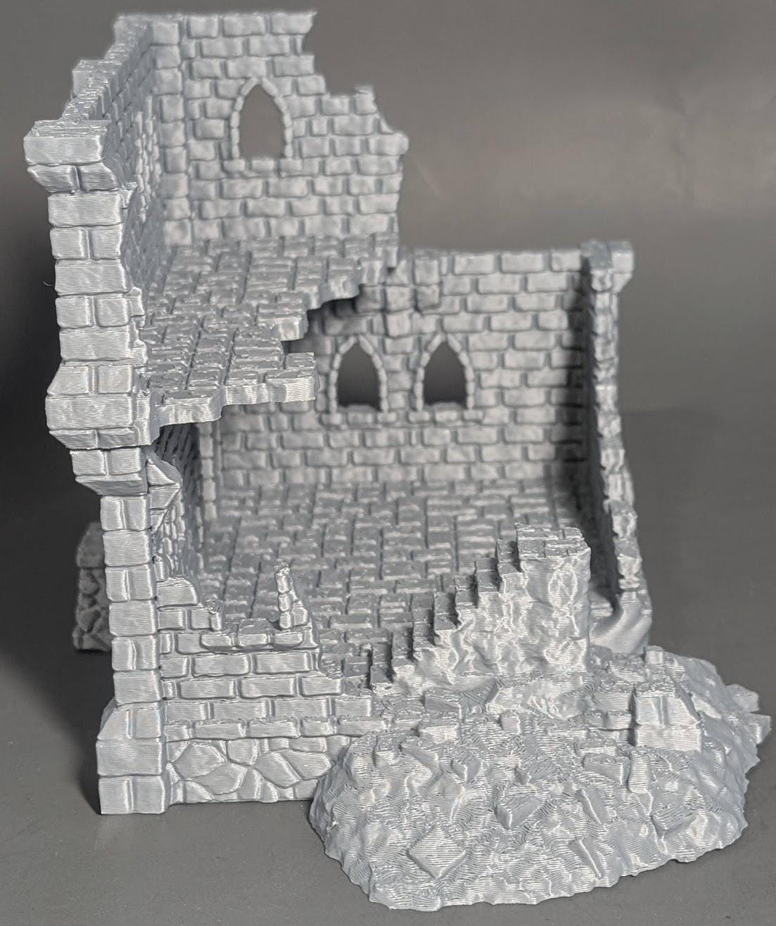 Ruined Medieval Building Terrain – 28mm Fantasy Wargaming & DnD Scenery