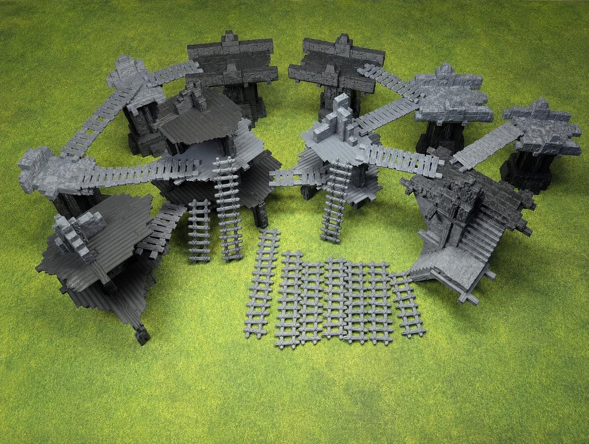 29-Piece Fantasy Ruins Terrain Set | 28mm Modular Wargaming Scenery | Arcanverde Skirmish Set