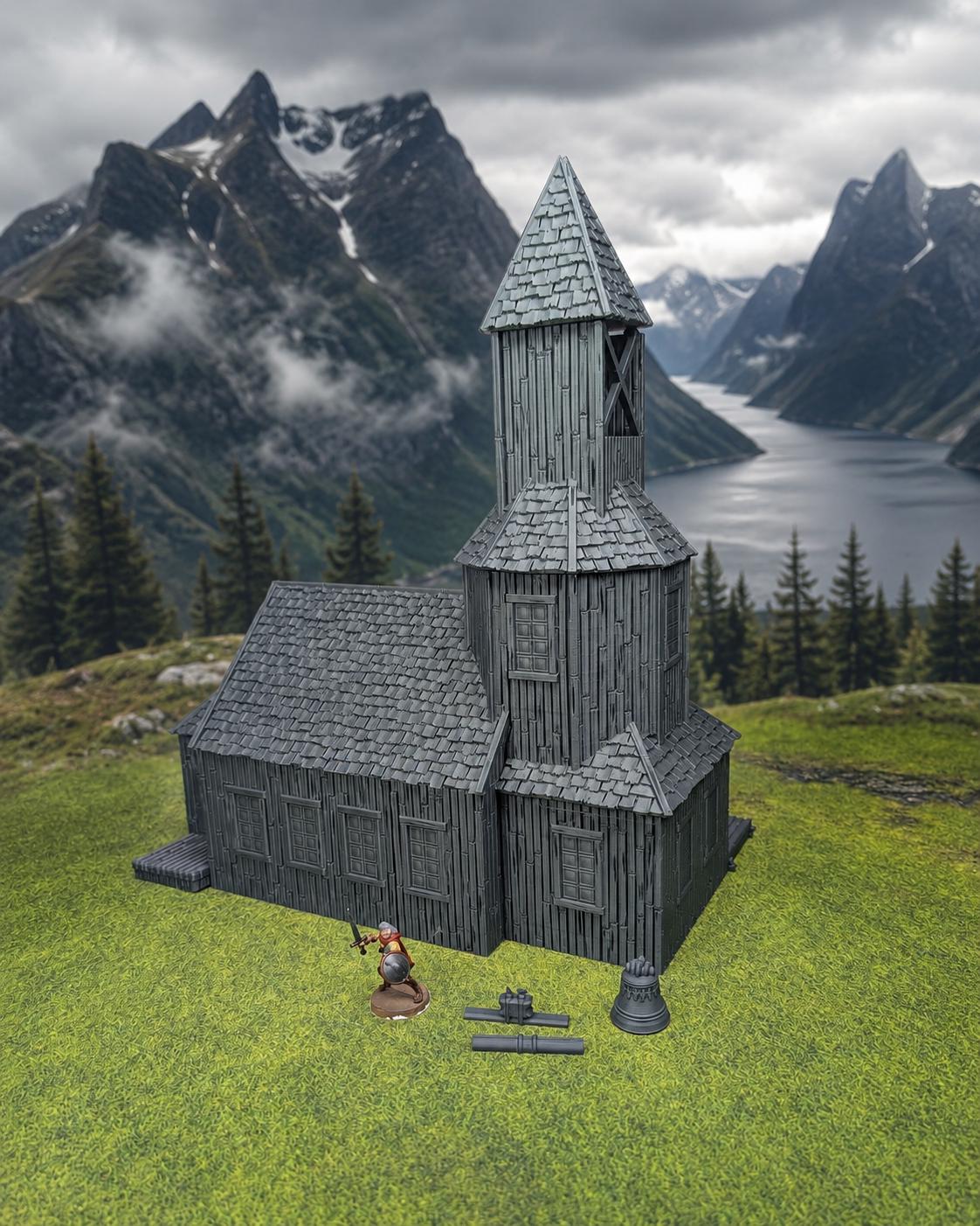 Hrimstead Church – 3D Printed Village Terrain for Fantasy RPGs, Modern Apocalypse & Tabletop Wargaming