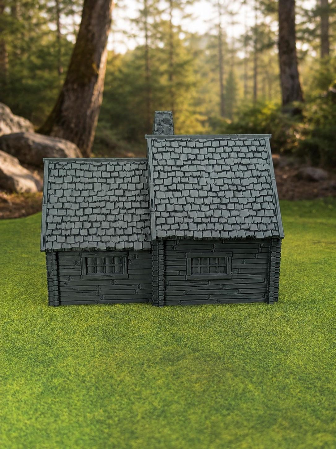 Hrimstead Modular Log Cabin – 28mm Wargaming Terrain, Removable Roof, Tabletop RPG Building