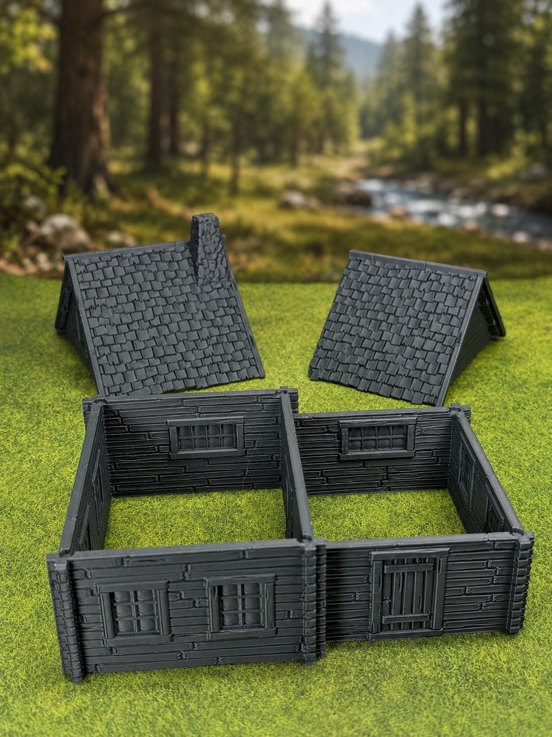 Hrimstead Modular Log Cabin – 28mm Wargaming Terrain, Removable Roof, Tabletop RPG Building