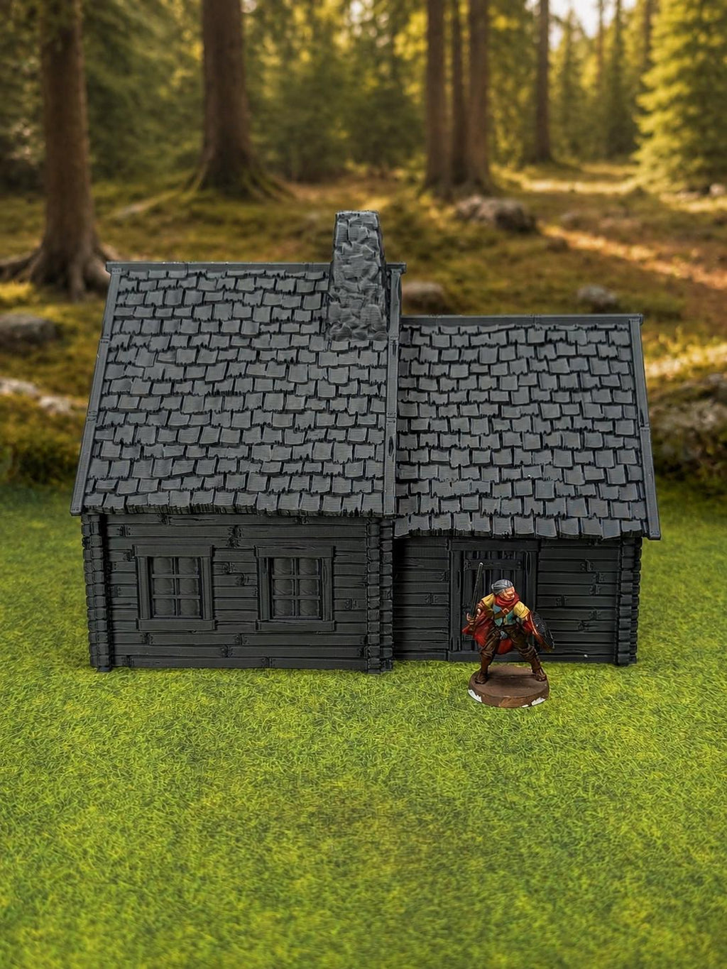 Hrimstead Modular Log Cabin – 28mm Wargaming Terrain, Removable Roof, Tabletop RPG Building