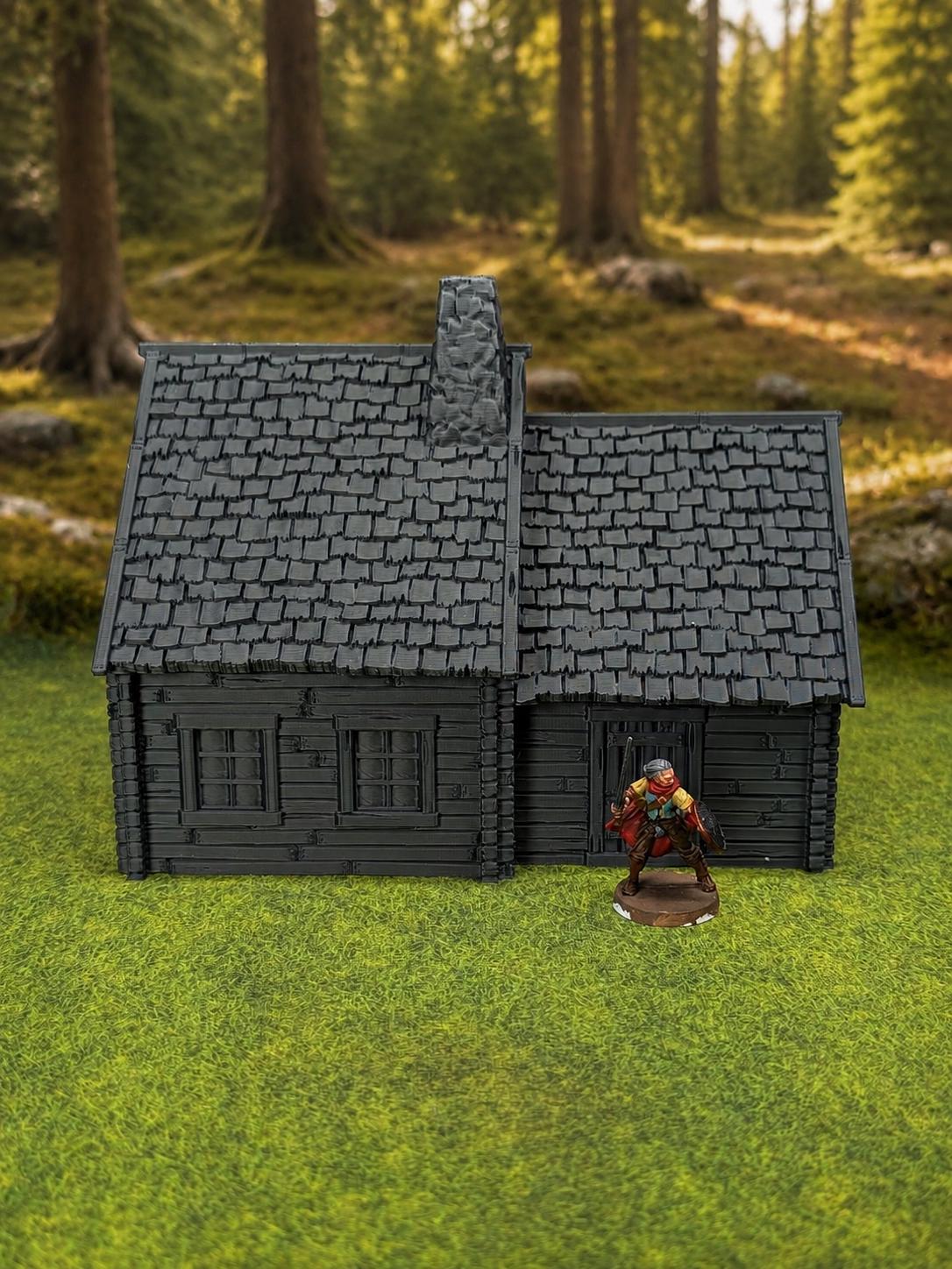 Hrimstead Modular Log Cabin – 28mm Wargaming Terrain, Removable Roof, Tabletop RPG Building
