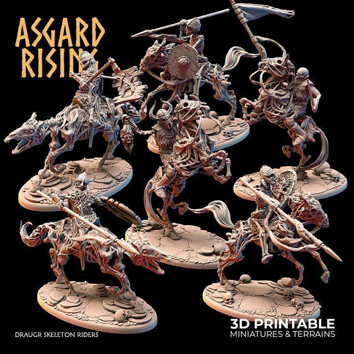 Draugr Skeleton Rider Miniature | Undead Cavalry | 32mm Resin Mounted Warrior | Fantasy RPG Wargaming