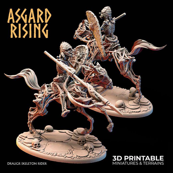 Draugr Skeleton Rider Miniature | Undead Cavalry | 32mm Resin Mounted Warrior | Fantasy RPG Wargaming