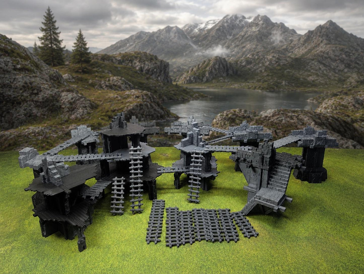 29-Piece Fantasy Ruins Terrain Set | 28mm Modular Wargaming Scenery | Arcanverde Skirmish Set