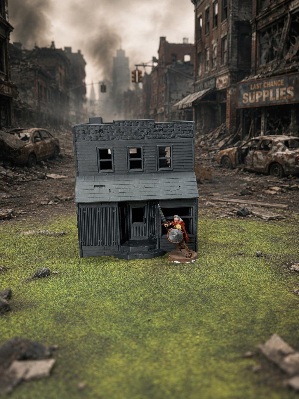 Zombie Apocalypse Gas Station Building – 28mm Post-Apocalyptic Wargaming Scenery (Unpainted)