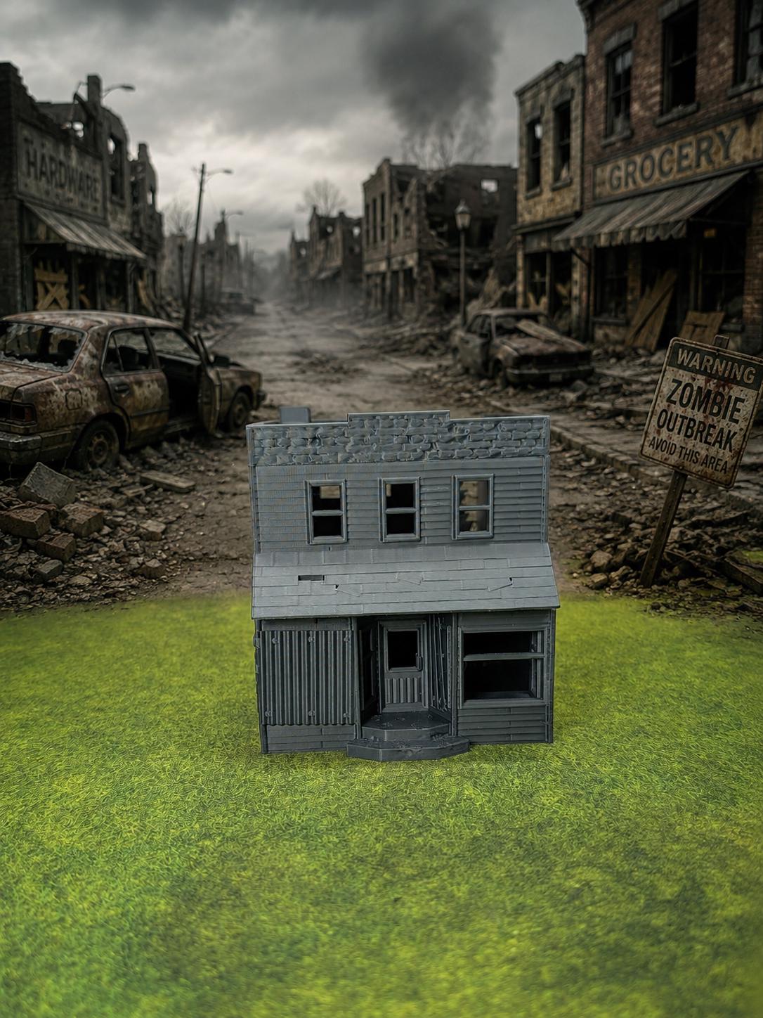 Zombie Apocalypse Gas Station Building – 28mm Post-Apocalyptic Wargaming Scenery (Unpainted)