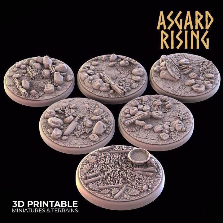 Asgard Rising Scenic Sand Shore Round Miniature Bases | Resin Wargaming Terrain (25-32mm)