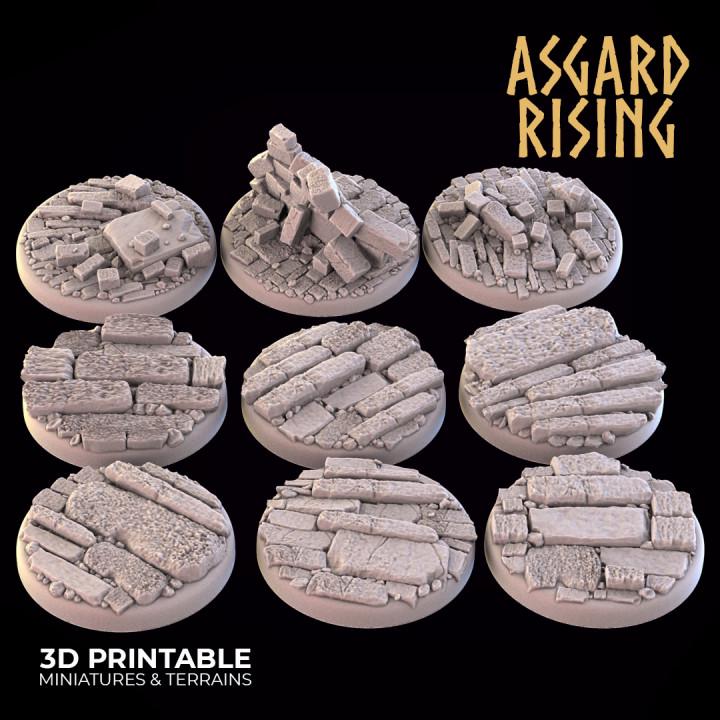 Asgard Rising Scenic Ruins Miniature Bases | Unpainted Resin Terrain (25mm-32mm)