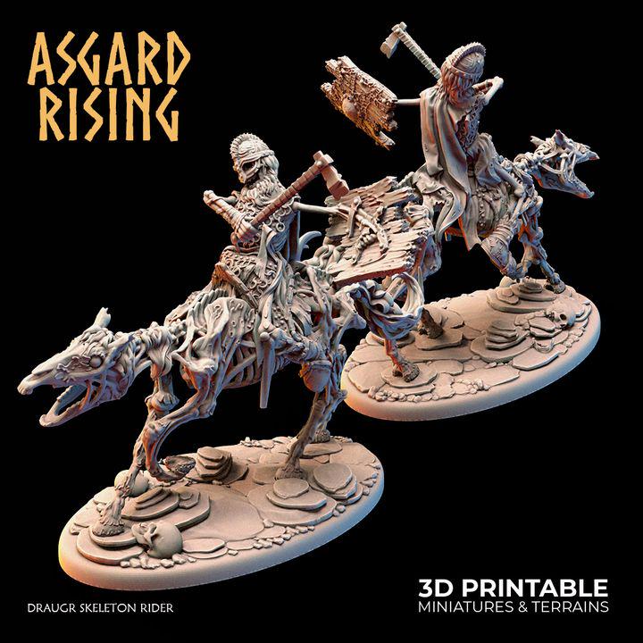 Draugr Skeleton Rider Miniature | Undead Cavalry | 32mm Resin Mounted Warrior | Fantasy RPG Wargaming