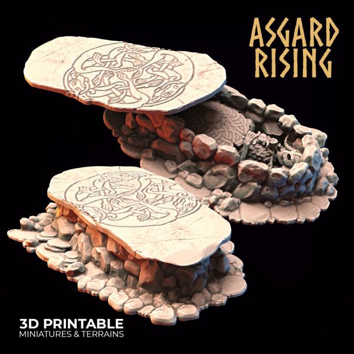 28mm Ancient Graves Resin Terrain | Choose 1 Grave or 4-Piece Set | Fantasy Cemetery Scatter | Asgard Rising