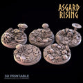 Asgard Rising Forest Miniature Bases | Woodland Theme, Skulls, Mushrooms (25-32mm)