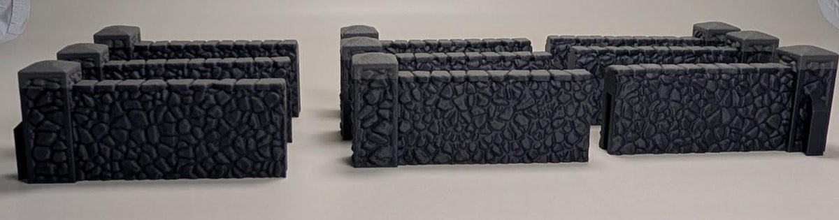 Modular Stone Fence Terrain Set – 28mm Fantasy Village, Farm, Graveyard & Wargaming Scatter Terrain