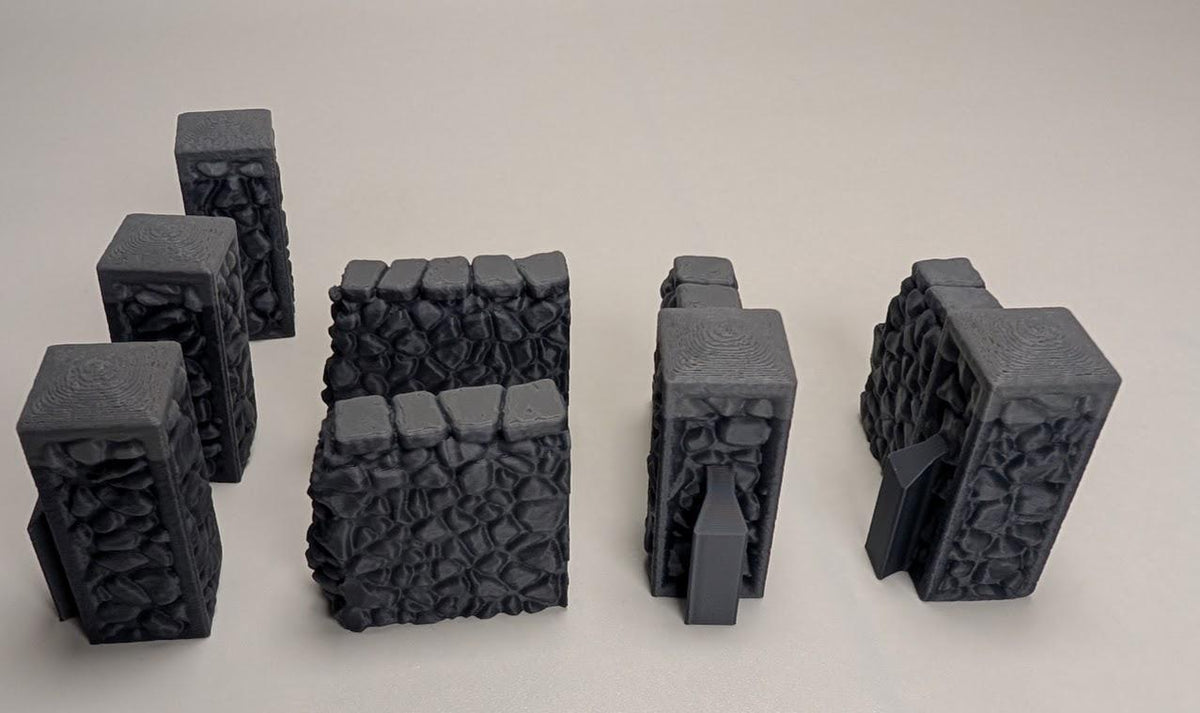 Modular Stone Fence Terrain Set – 28mm Fantasy Village, Farm, Graveyard & Wargaming Scatter Terrain