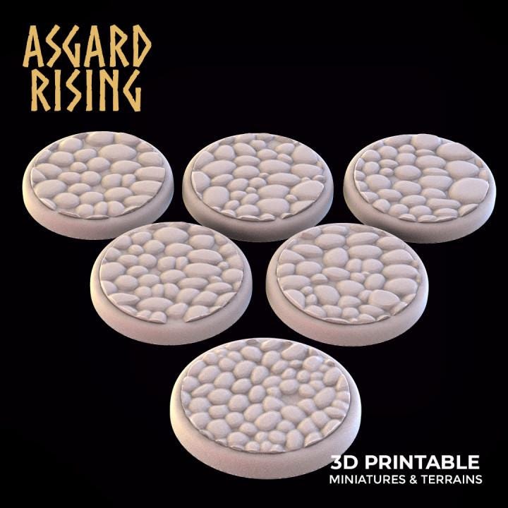 Asgard Rising Scenic Cobblestone Pavement Miniature Bases | Unpainted Resin (25-32mm)