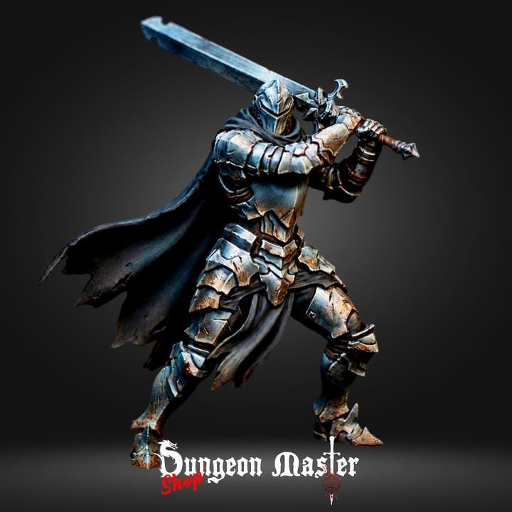 Human Knight Miniature The Ashen Guardian Fantasy Paladin Fighter Greatsword Warrior DnD RPG Resin