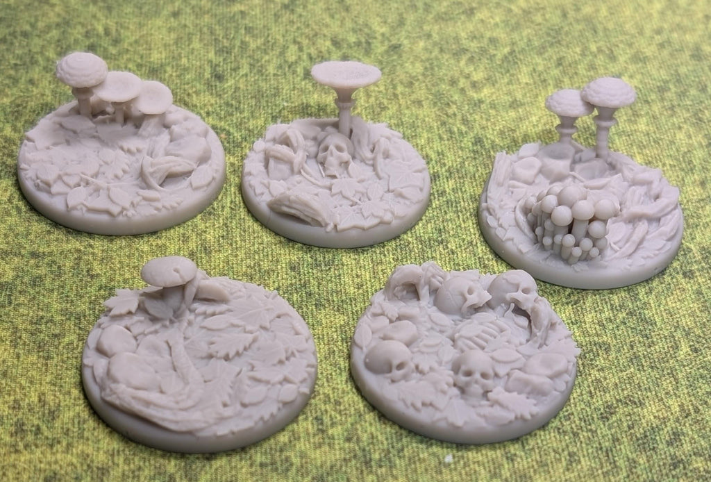 Asgard Rising Forest Miniature Bases | Woodland Theme, Skulls, Mushrooms (25-32mm)