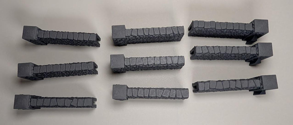 Modular Stone Fence Terrain Set – 28mm Fantasy Village, Farm, Graveyard & Wargaming Scatter Terrain