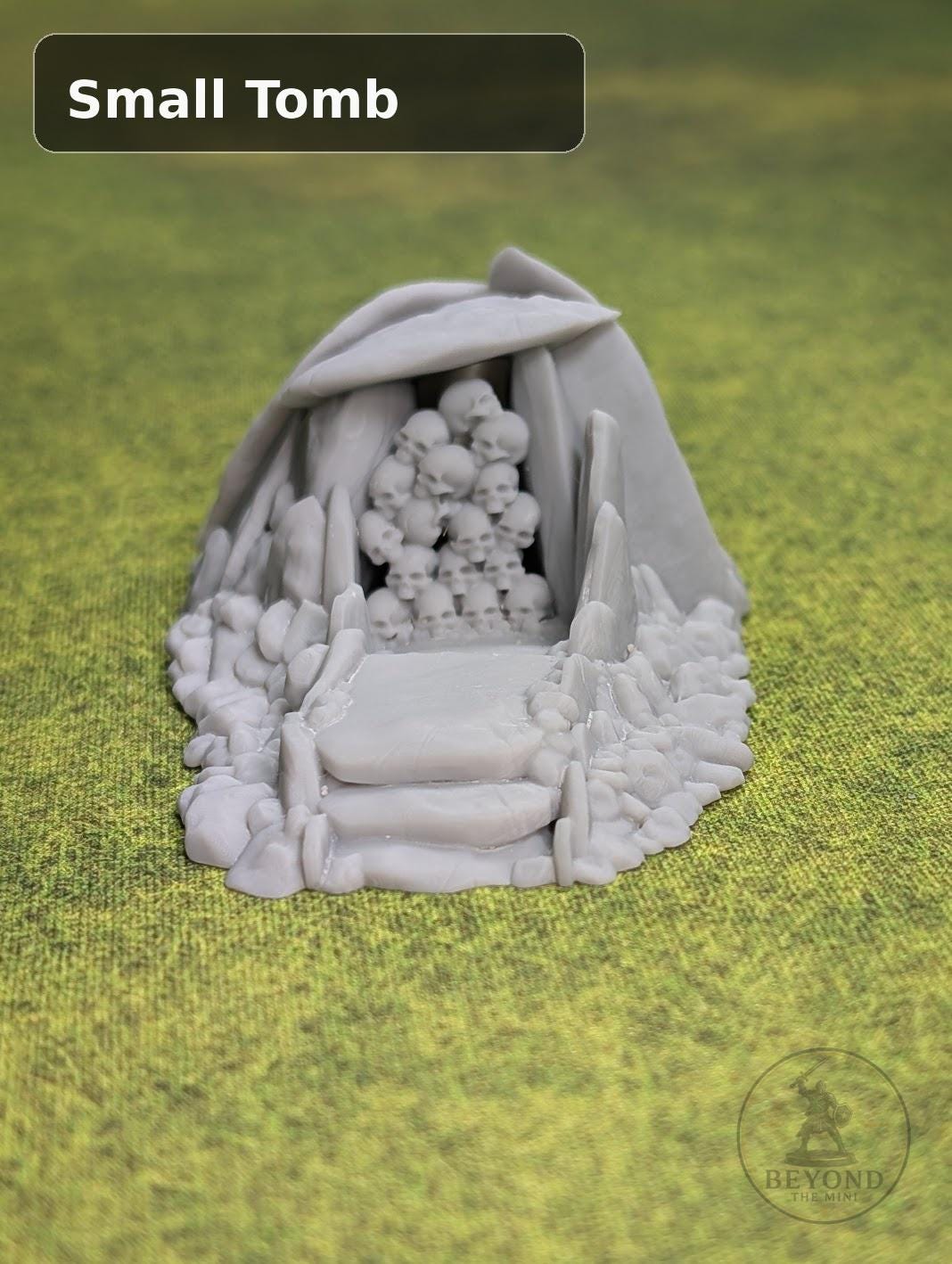 Undead Stone Burial Ruins Terrain Set with Tomb Entrance, Runestones, and Skull Piles
