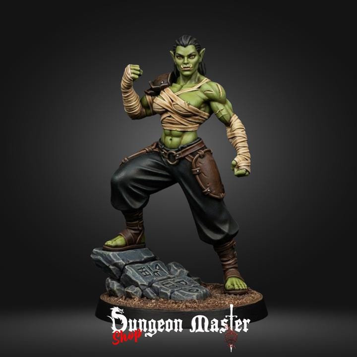 Half-Orc Fighter Miniature | The Savage Brawler | Female Orc Warrior | 28mm 32mm DnD Pathfinder RPG Mini