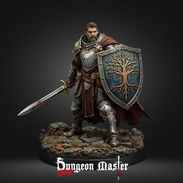 Human Warrior  The Tree Shield Sentinel  Fantasy RPG Miniature for DnD, Pathfinder & Tabletop Wargaming