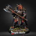 Dragonborn Warrior Miniature Runeblade Warden  Dragon Fighter with Axe & Shield  Fantasy RPG Tabletop Figure