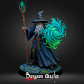 Human Wizard Miniature The Aether Manipulator Male Mage with Staff Unpainted Resin Fantasy RPG Figure