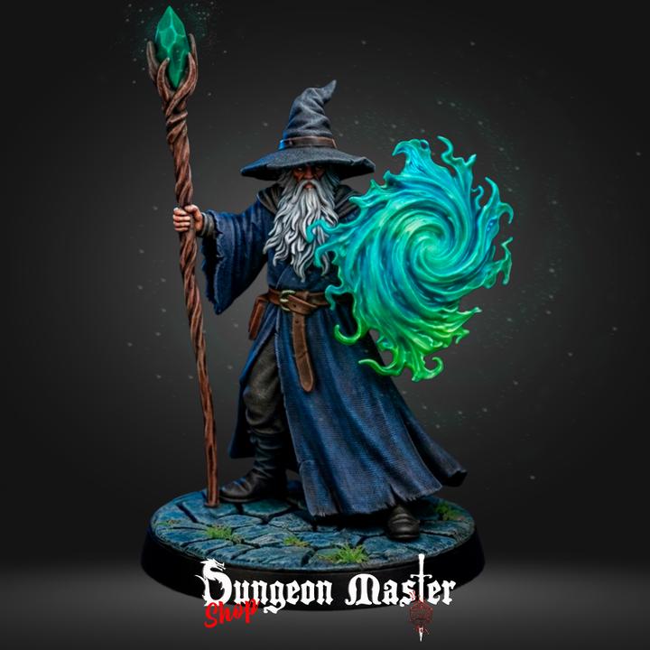 Human Wizard Miniature The Aether Manipulator Male Mage with Staff Unpainted Resin Fantasy RPG Figure