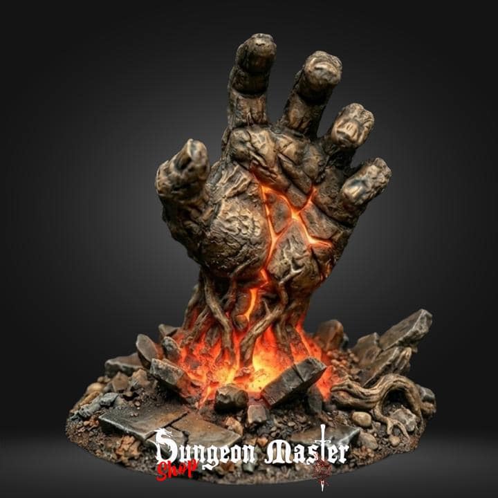 Molten Stone Hand Miniature: Elemental Spell Effect Terrain (Unpainted Resin)