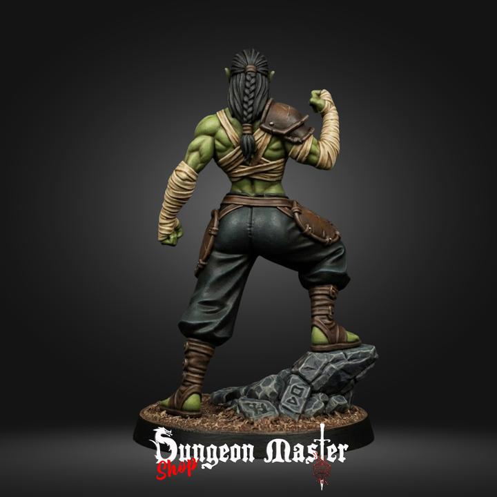 Half-Orc Fighter Miniature | The Savage Brawler | Female Orc Warrior | 28mm 32mm DnD Pathfinder RPG Mini
