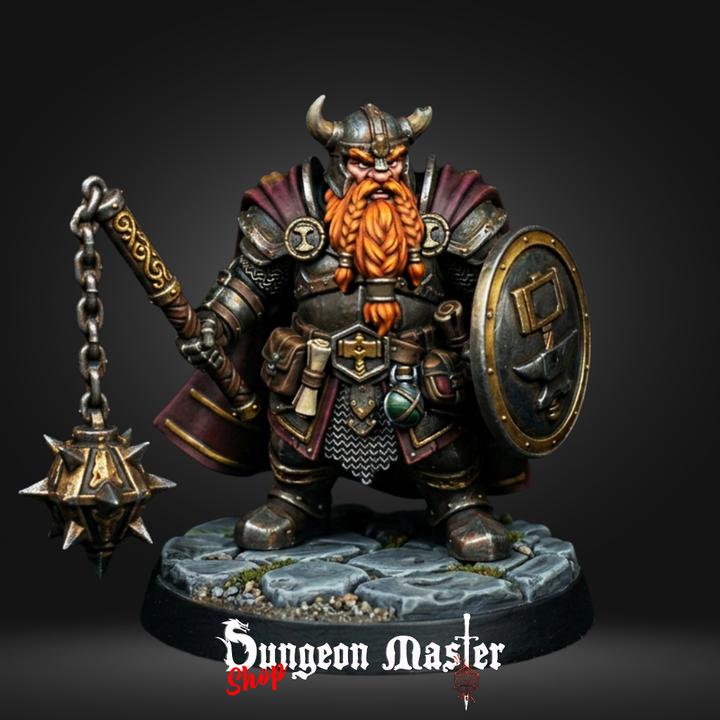 Dwarf Warrior Miniature The Iron Chainbreaker Fantasy Fighter RPG Mini Unpainted Resin Tabletop Figure