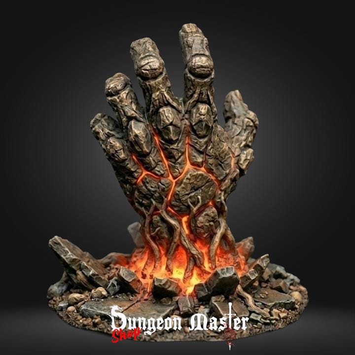Molten Stone Hand Miniature: Elemental Spell Effect Terrain (Unpainted Resin)