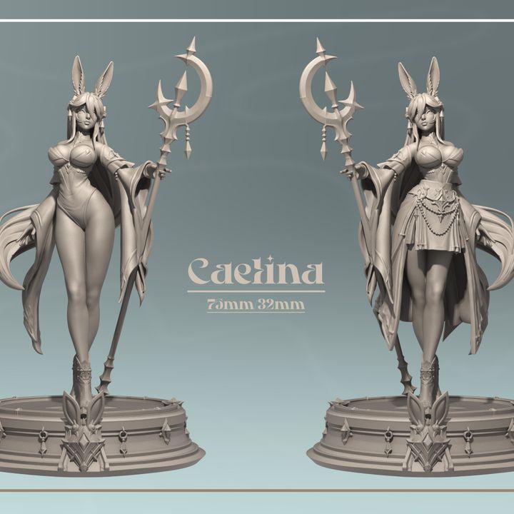 Rabbitfolk Mage Miniature | Caelina Bunny Sorceress | 32mm & 75mm Resin Fantasy RPG Figure