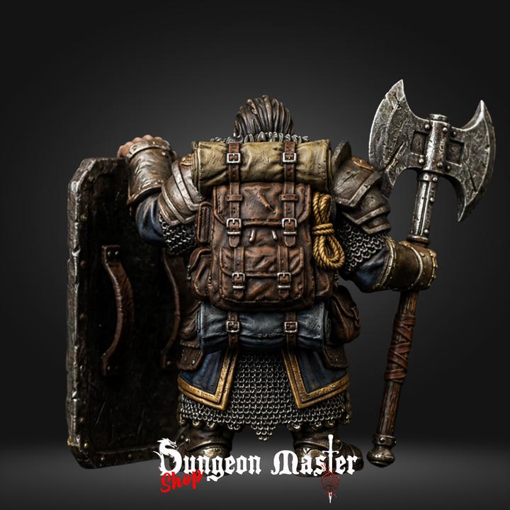Dwarf Defender Miniature | Keeper Stone Gate | 32mm Resin DnD RPG Warrior