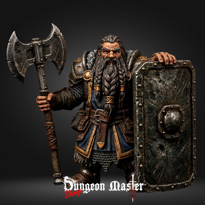 Dwarf Defender Miniature | Keeper Stone Gate | 32mm Resin DnD RPG Warrior