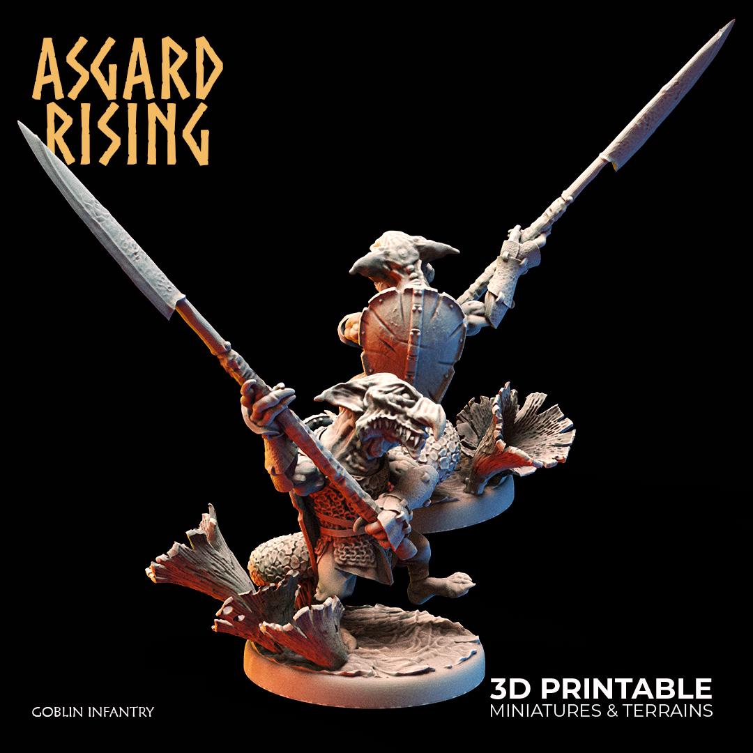 Goblin Infantry Miniatures Set of 6 | Modular Goblin Warband | 28mm Resin DnD Figures