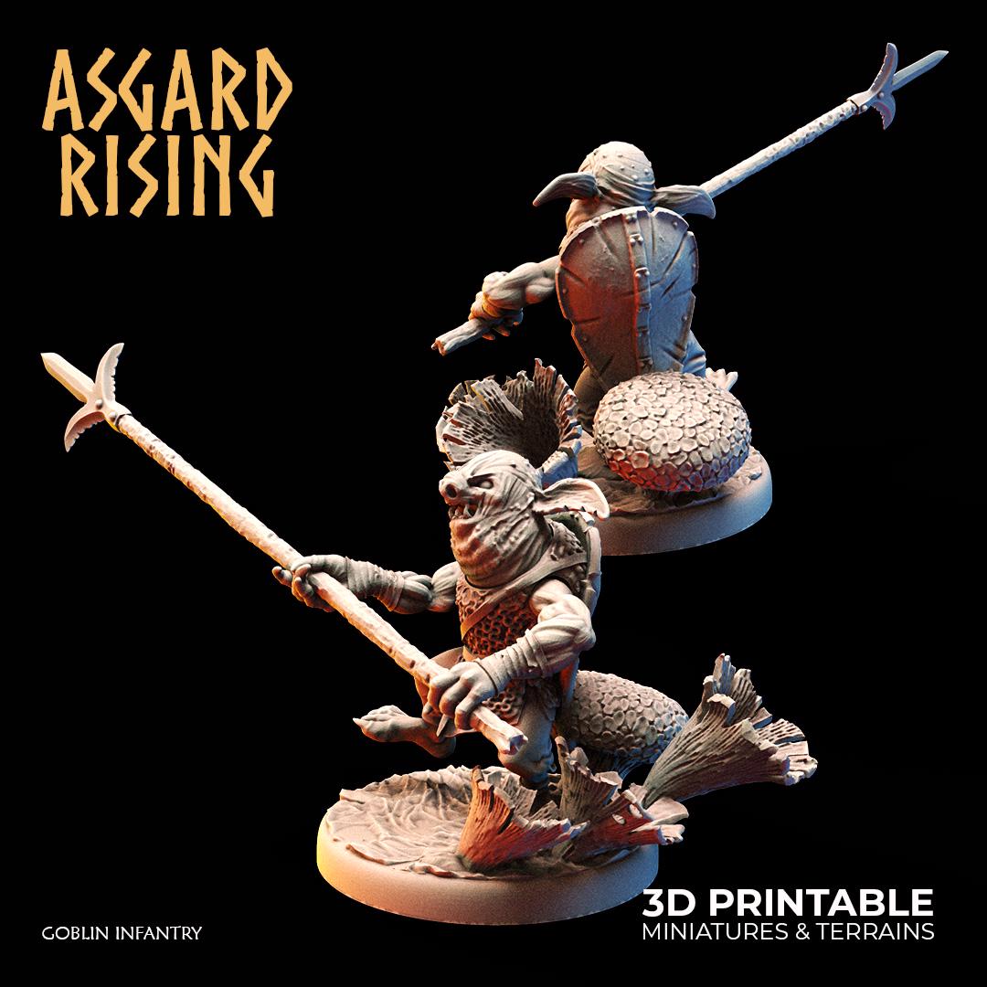 Goblin Infantry Miniatures Set of 6 | Modular Goblin Warband | 28mm Resin DnD Figures