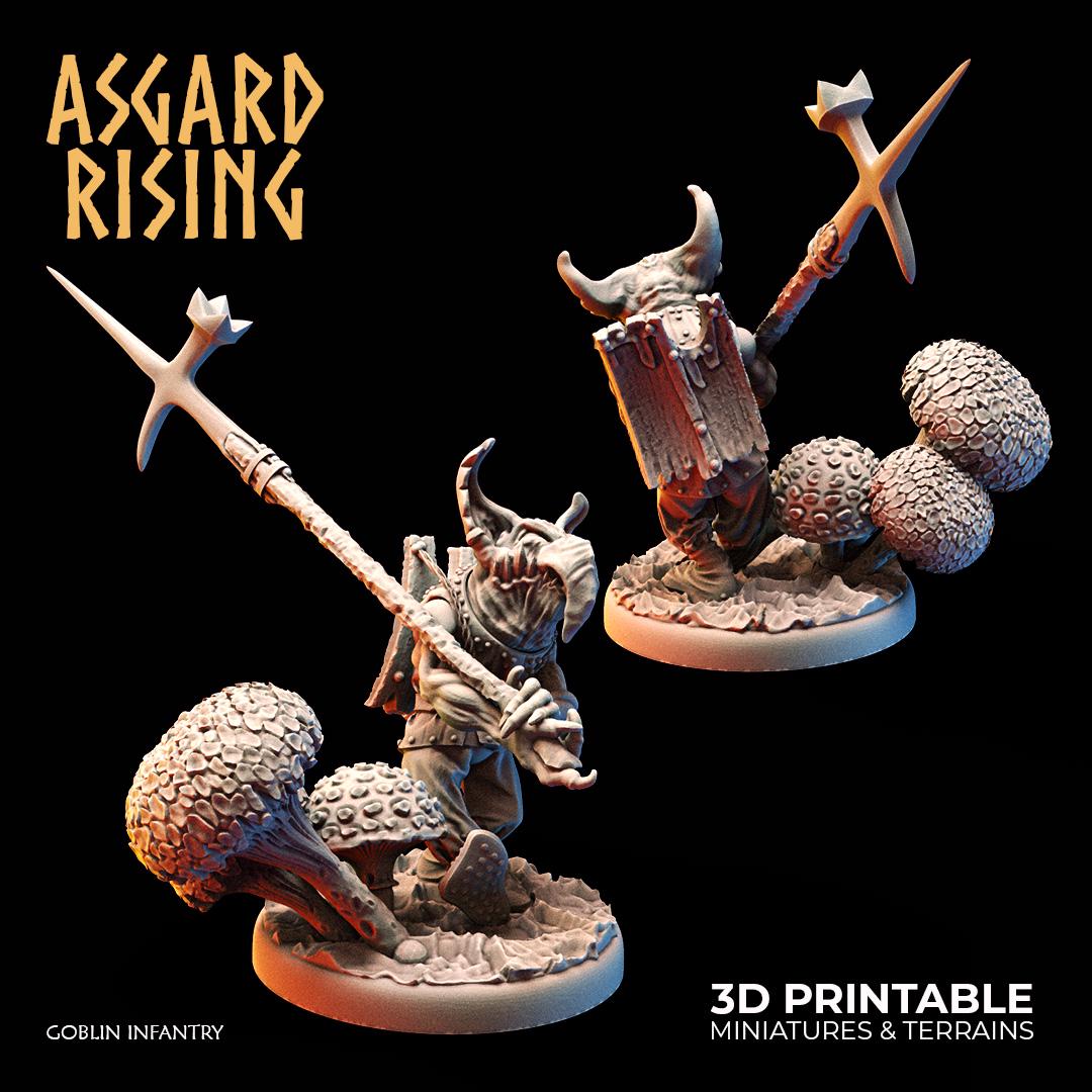 Goblin Infantry Miniatures Set of 6 | Modular Goblin Warband | 28mm Resin DnD Figures