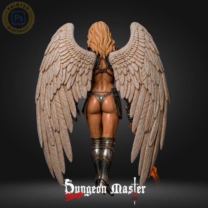 Flameblade Seraph Angel Warrior Miniature | 32mm Resin DnD Mini, Fantasy RPG Paladin