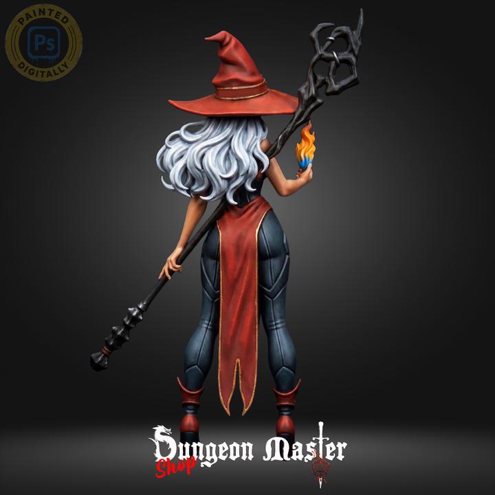 Fire Mage Miniature | Resin DnD Sorceress RPG Figure (32mm)