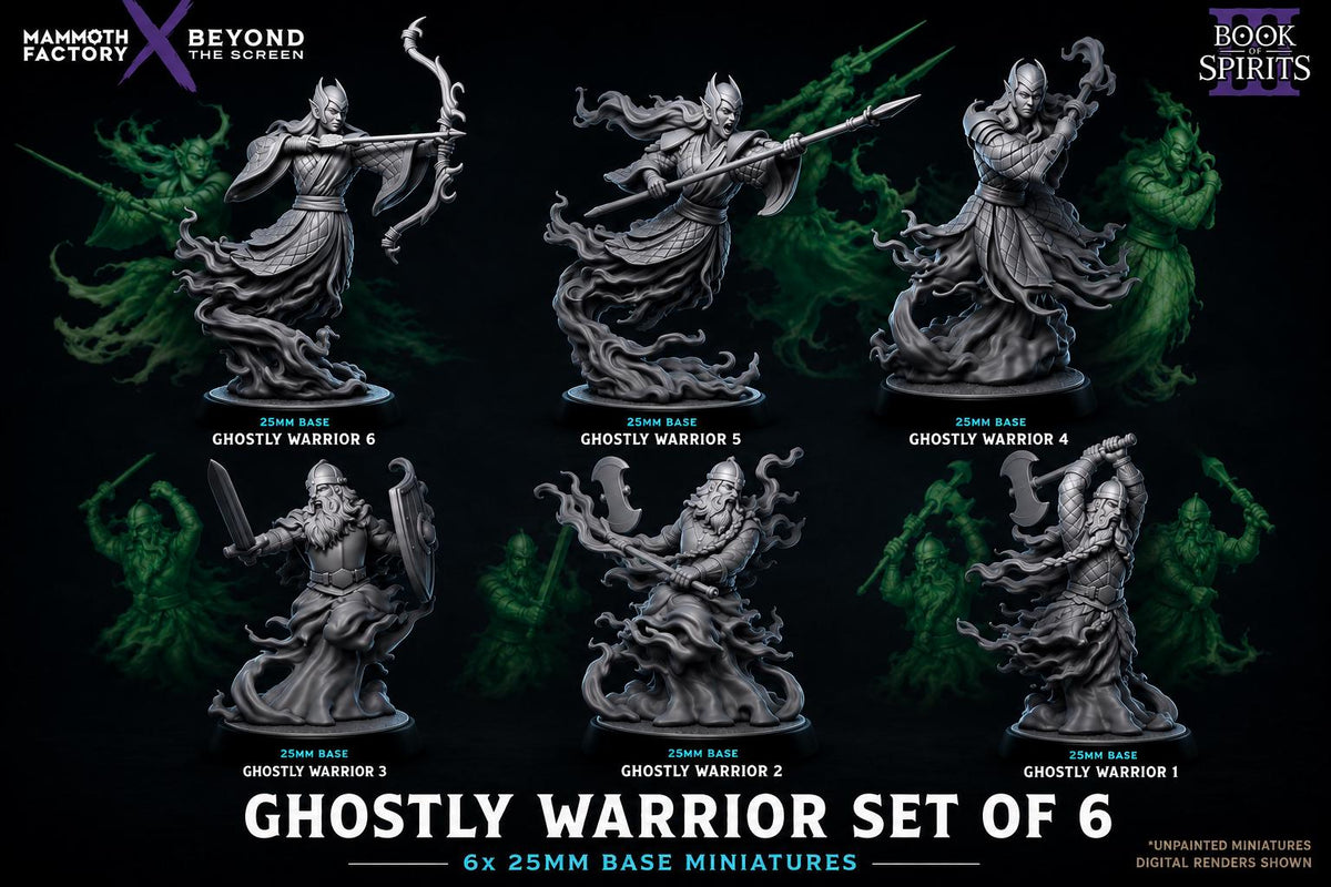 Ghostly Warrior Set of 6 | 25mm Resin Miniatures for Fantasy RPGs