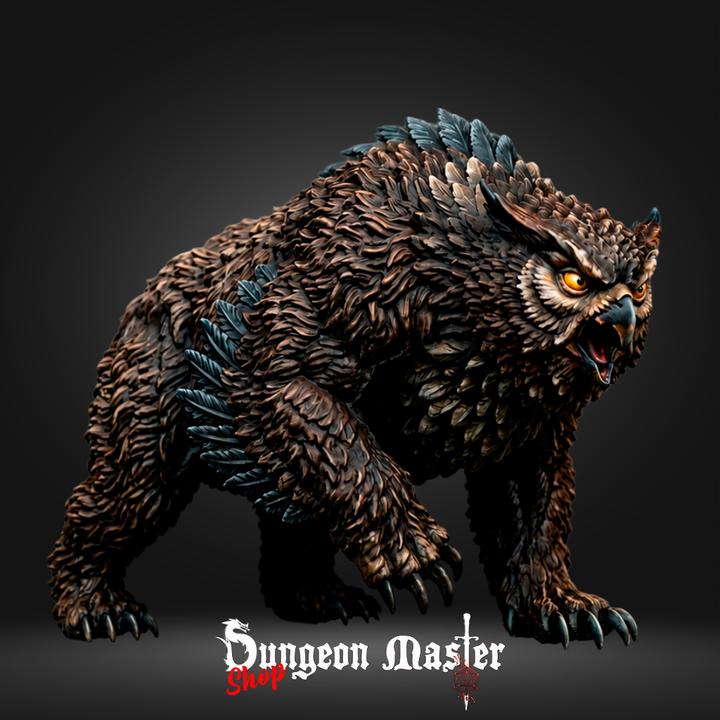 Owlbear Miniature | The Feathered Nightmare | 32mm Resin DnD Monster | Fantasy RPG Creature | Resin Figure