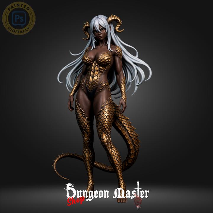 Dragon Queen Miniature | Lady Gilded Scales | 32mm Resin DnD RPG Figure