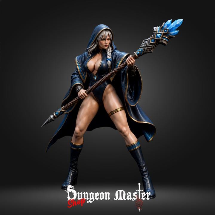 Human Sorceress Miniature | The Crystal Veil | 32mm Resin DnD Mini | Fantasy RPG Figure | Spellcaster Mini