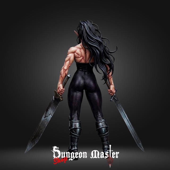 Dark Elf Berserker Miniature | The Blood-Raged | 32mm Resin DnD Mini | Fantasy RPG Figure | Drow Warrior