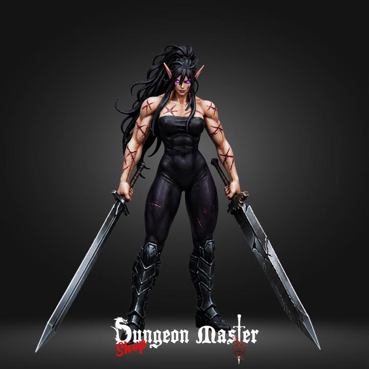 Dark Elf Berserker Miniature | The Blood-Raged | 32mm Resin DnD Mini | Fantasy RPG Figure | Drow Warrior