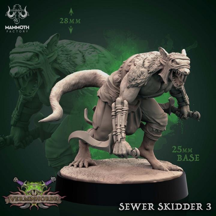 Ratfolk Rogue Miniature | Sewer Rat Assassin | Resin Fantasy RPG Rat Warrior | Sewer Skidder 3